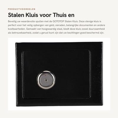 Stalen Kluis voor Thuis en Kantoor - Mechanisch Slot met Sleutels - 23x17x17 cm - Beveiliging - Kluis voor waardevolle spullen - Geschikt...