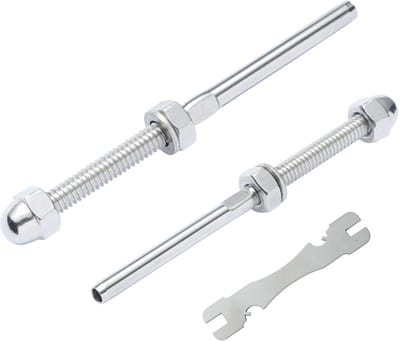 Kabel Geleiderailing Fitting Met Gewinde Pin Spanningseind voor 3.2 mm Terras Kabel Geleiderailing, Geschikt voor Houten/Metalen Paal, T316 Roestvrijstaal, 61-Delige Set Zilver