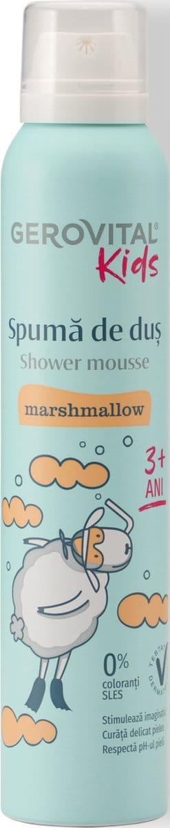 Gerovital KIDS Marshmallow – doucheschuim kinderen - Aloë Vera-extract - Leeftijd 3 jaar+ - 0% SLES - 0% kleurstoffen - Dermatologisch getest - 200ml