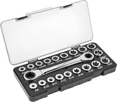 Ratelsteeksleutelset Chroom-Vanadium Multiset voor Zeskant en Torx Schroeven