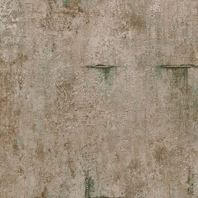 Uni kleuren behang Profhome 790854-GU vliesbehang hardvinyl warmdruk in reliëf licht gestructureerd in betonlook en metalen accenten bruin beigegrijs groen koper 5,33 m2