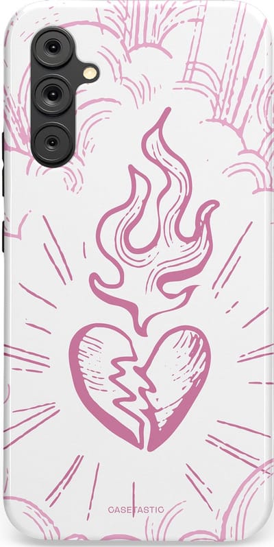 Casetastic Hoesje Geschikt voor Samsung A34 (5G) - Stijlvolle Beschermende Duo-layer Case - Roze Liefdesvlam