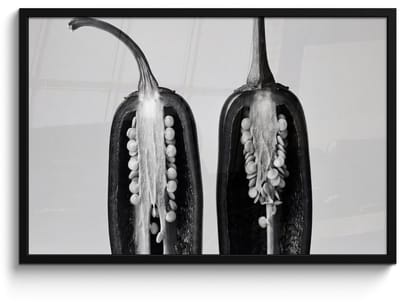 Poster in lijst - Fotolijst 90x60 cm - Posters - Pepers - Zwart - Wit - Zaadlijsten - Posterlijst zwart - Decoratie - Wanddecoratie woonkamer - Muurdecoratie slaapkamer