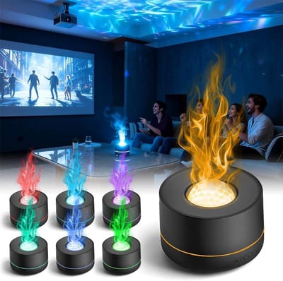 Aroma Diffuser met Projector en 7 Kleuren LED Licht, Elektrische Vernevelaar voor Aromatherapie, Essentiële Olie en Sfeerverlichting voor Slaapkamer en Kantoor