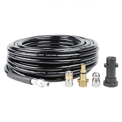Aquila Rioolslang & Rioolrat 15 m - WC Ontstopper - Afvoer Ontstopper - Rioolontstopper - Voor Hogedrukreiniger Kärcher K2-K7 met Pistool-/Lansaansluiting en M22-14/15 - 2 Universele Connectors - Roterende & Voorwaartse Kop