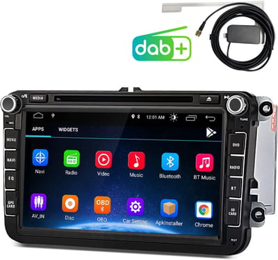 JUNSUN Andriod Autoradio Met CD DVD DAB+ Geschikt voor VW Golgf 5 6 Plus/Tiguan/Touran/Caddy/Jetta/Polo/EOS Passat - GPS-navigatiesysteem - Bluetooth - WIFI - Stuurwielbediening - USB - 8 inch IPS-scherm - 2DIN Plug & Play