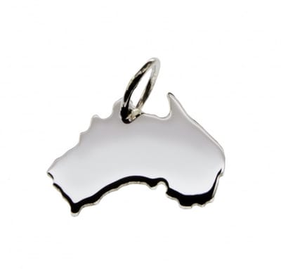 Zilveren Landkaart Australië ketting hanger