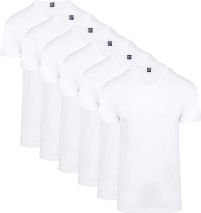 Alan Red Vermont T-Shirt V-Hals Wit 6 pack - Maat S - Heren - Basic T-shirt - 100% katoen - Regular-Fit pasvorm - Ondershirts