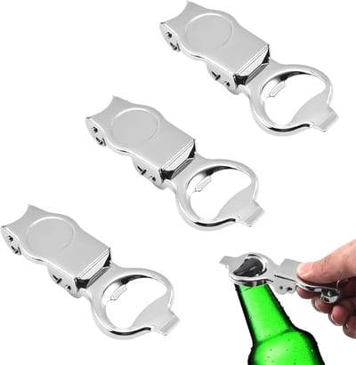 Set van 3 RVS Flessenopeners - Draagbare en Opvouwbare Flessenopener voor Bierflessen, Herbruikbaar, Ideaal voor Thuis, Bar, Kamperen en Buitenactiviteiten