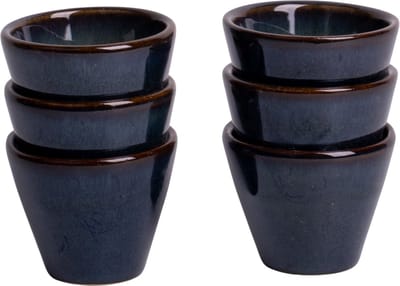 Espressomok - Porto - blauw met groen - set van 6 - Portugees stoneware