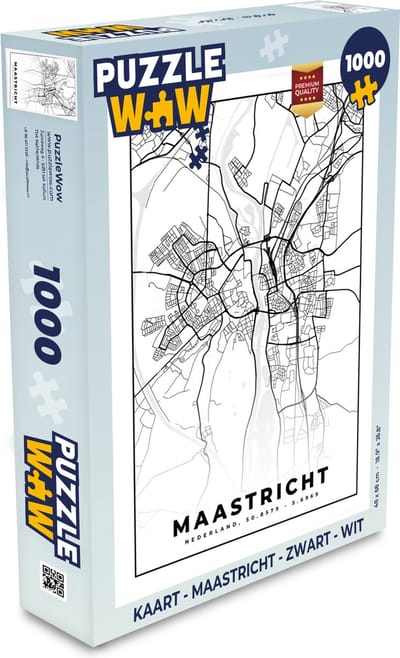 Puzzel Kaart - Maastricht - Zwart - Wit - Legpuzzel - Puzzel 1000 stukjes volwassenen