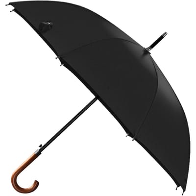 Parapluie Long Manche en Bois Long Coupe-Vent Style Rétro Résistant à l'Eau Haute Densité Grand Parapluie pour Pluie Soleil noir