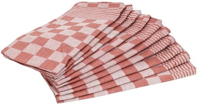 Blokdoek - Pompdoek - Keukenhanddoek - Geblokt - 70 x 70cm - 100% Katoen - 10 Stuks - Rood/Wit