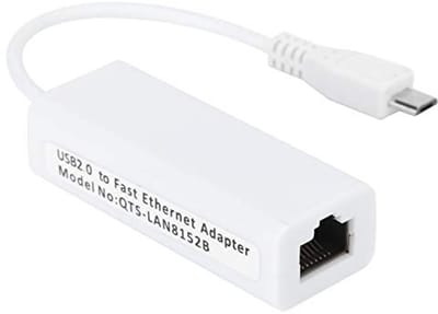 Allecto - Micro USB Ethernet-adapter - Ethernet-adapter - Compact - RJ45 Ethernet-poort - 10 Mbps of 100 Mbps - Geschikt voor Zero 1.3/W - Kleur: z...