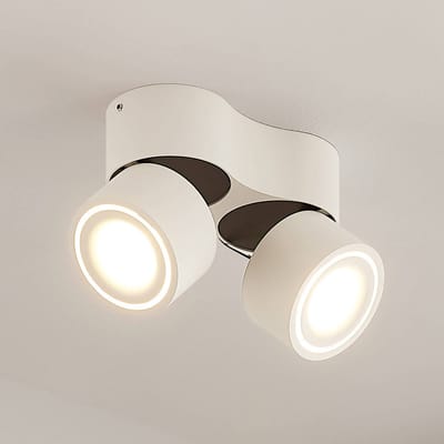 Arcchio LED plafondspot Rotari, wit, 2-lamps, 1362 lm