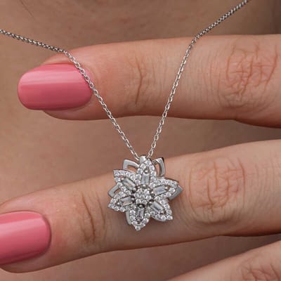 925 Sterling Zilveren Ketting met Draaiende Ster Hanger – Baget Stenen Draaibare Stress Vrouwen Ketting – Handgemaakt – Cadeau voor Vrouwen