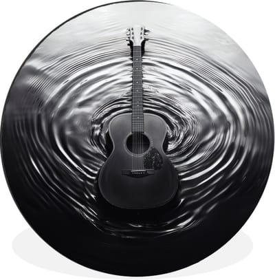WallCircle - Wandcirkel - Muurcirkel - Gitaar - Hout - Water - Aluminium - Dibond - 30x30 cm - Binnen en Buiten