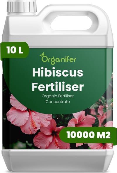 Vloeibare Meststof Voor Hibiscus 10 L Voor 10000 M2 - Npk 2-1-8 - Krachtige Sterke Bloei - Kleurintensiteit - Bloeiduur - Sterke Wortels - Nutriëntenopname - Overvloedige Bloei Geschikt Voor Tropische Pot- En Tuinhibiscus - Organifer