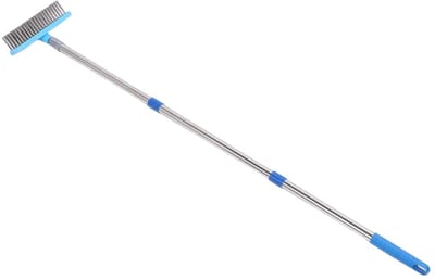 Schrobber Lange Steel - Metaalborstel Reiniger - Terrassen Schoonmaken - Telescopische Handgreep - 120 Cm - Zwart