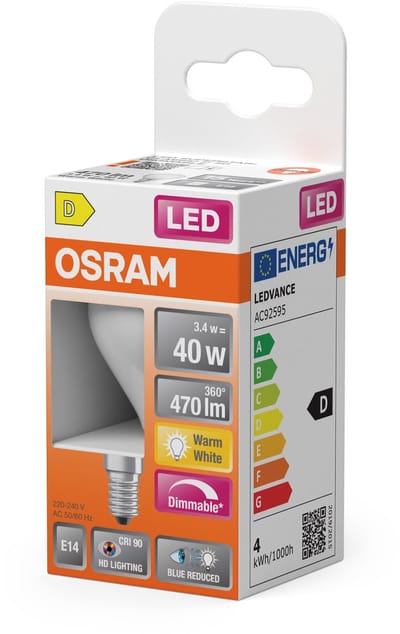 Osram LED spot LED Comfort mini-ball frosted 470lm 3.4W/927 (40W) dimmable E27