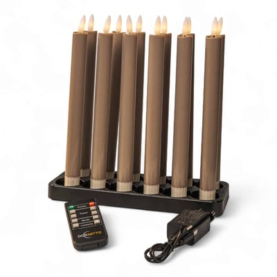 DORSETTO Led dinerkaarsen beige, oplaadbaar, tot 400 uur brandduur, set van 12