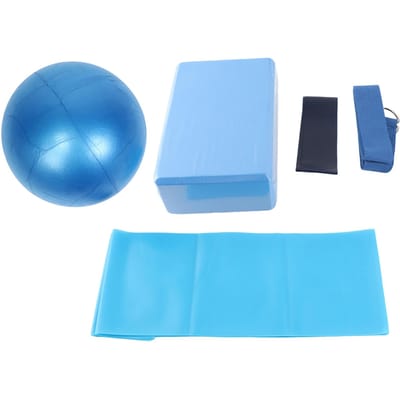 Ensemble 5 pièces Bloc de Yoga Sangle d'étirement Serviette en latex Boucle de résistance Balle de yoga Ensemble de fitness