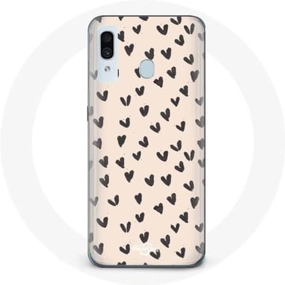 Coque pour samsung galaxy A30 Fond de texture abstraite coeurs noirs