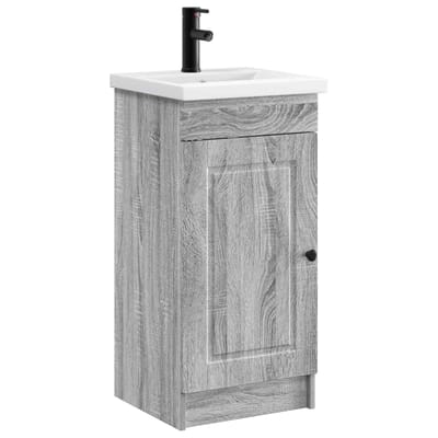 vidaXL - Badkamer - Vanity - met - Wastafel - Grijs - Sonoma - 42 - x - 40 - x - 84,5 - cm