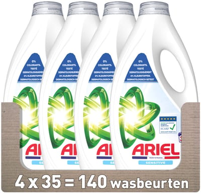 Ariel Vloeibaar Wasmiddel Sensitive 35 Wasbeurten - 4 x 1575 ml - Voordeelverpakking