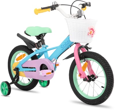STITCH Macaron Kinderfiets - 14 Inch - Voor Meisjes & Jongens (2-9 Jaar) - Met Mandje & Zijwieltjes - Geschikt voor buitenactiviteiten in de lente