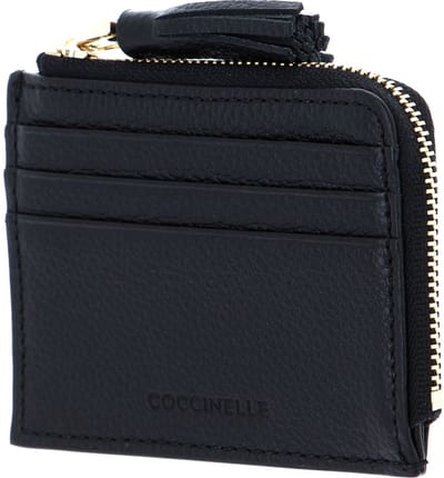 COCCINELLE Leren Kaarthoes Tassel Credit Card Holder Noir Zwart
