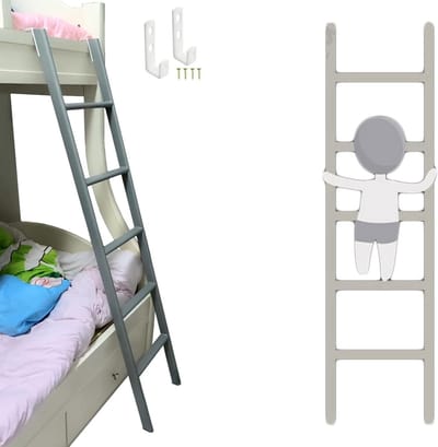 Stapelbedladder - Hoogslaper ladder - Veilig in bed klimmen - Met haken verstelbaar - 180 cm hoog - Zwart