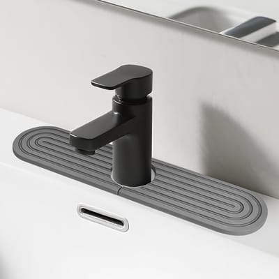 Drainerende Steenmat 45 x 10 cm, Sneldrogende Mat voor Keuken en Badkamer, Donkergrijs, Waterafvoer, Antislip, Duurzaam Gebruik