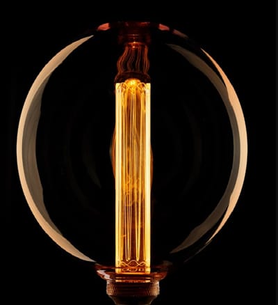 ETH Led kooldraad G200 200mm Globe GLAD GLAS E27 3.5w/12w 1800k dimbaar 120L amber/goud