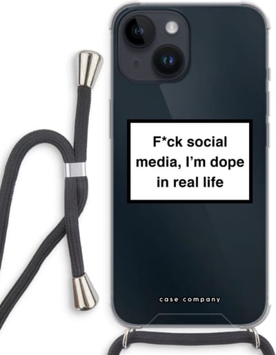 Case Company® - Hoesje met koord geschikt voor iPhone 14 hoesje met Koord - I'm dope - Telefoonhoesje met Zwart Koord - Bescherming aan alle Kanten en Over de Schermrand