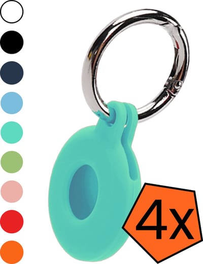 Hoesje Geschikt voor Apple AirTag 2e generatie Sleutelhanger Hoes Siliconen Hoesje - Siliconen Hoesje Geschikt voor Apple AirTag 2 - Sleutelhanger Hoesje - Turquoise - 4 PACK