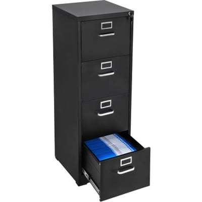 VEVOR archiefkast met 4 laden en slot, verticale metalen kantoorkasten voor thuiskantoor, opbergkast, materiaalkast met verwijderbare hangstang, voor A4-mappen (zwart)