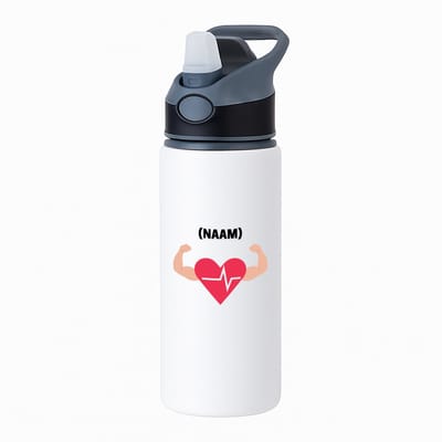 Hacebo® - Bodybuilding met eigen naam waterfles met rietje zwart - Fitness - Bodybuilder - Sport - water fles - 650ML