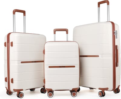 TAN.TOMI Kofferset - 3 Delig - 98L Handbagage + 66L +40L - Reiskoffer met 4 wielen - Ruimbagage - Cijferslot - Reiskoffer - Trolley Koffer met Wielen - Wit