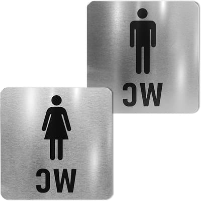 Zelfklevende Toiletsignalen voor Mannen en Vrouwen, Set van 2, Deurbordjes, Ideaal voor Gasten, 12 x 12 cm, Modern en Duurzaam