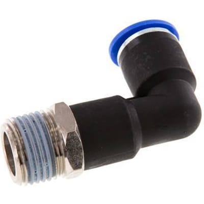 12mm x R1/2'' 90 graden L-verbinding Messing/PA 66 Insteekfitting Buitendraad Lange Behuizing Draaibaar NBR [2 Stuks]