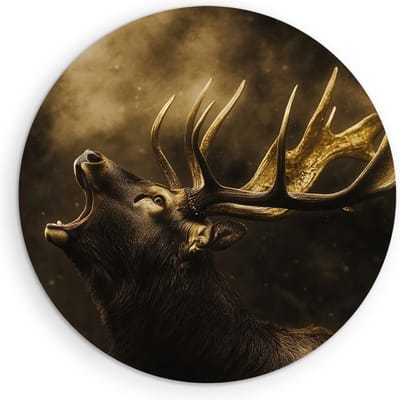 Saammp Muurcirkel Hout - Hert - burlen - Natuur - Dieren - Ø 90 - Wandcirkel - Wanddecoratie Cirkel - Muurdecoratie Woonkamer - Slaapkamer decoratie - Rond Schilderij