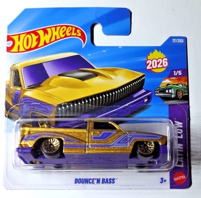 HOT WHEELS BOUNCE'N BASS GOLD PURPER 17/250 LAYIN' LOW 1/5 SHORT CARD 2026