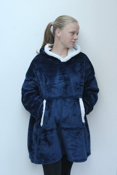 Heerlijke luxe warme Comfy Hoodie - Hoody Deken - Plaid met Mouwen - Fleece Trui - Oversized - Blauw - Kerst - Sinterklaas