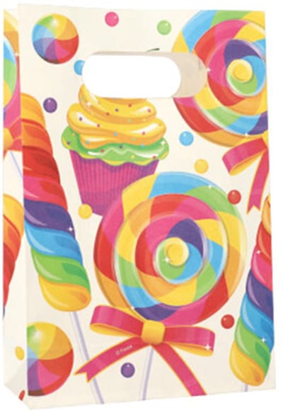 20x 10 Partyzakjes papier 21 cm x 14 cm x 6 cm assorti kleuren Candies met greep