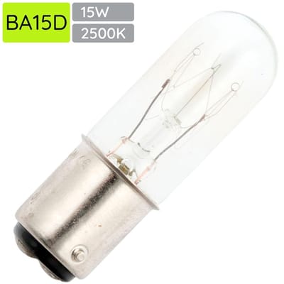 Signaallamp Ba15d 130V 15W - 115 mAh - Per stuk - T16 Gloeilamp Ø16mm - 54mm - 2500K - Dimbaar