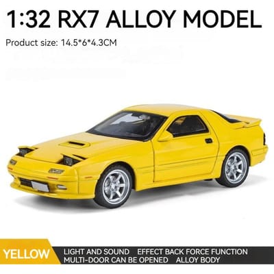 Jdm 1:32 Mazda Rx7 Rx-7 Fc Initial D Miniatures Alliage Moulage sous Pression Métal Modèle de Voiture Jouet Son et Lumière Véhicules Jouets Cadeau Enfant Garçon