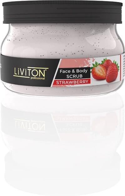 Liviton Face & Body Scrub Strawberry - 300ml - Gezichts- en Lichaamsscrub - Tegen Onzuiverheden & Dode Huidcellen - Voor een Stralende Huid