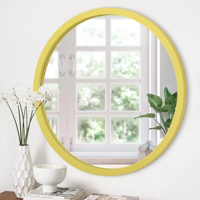 Ronde Vintage Wandspiegel van 60 cm met Houten Frame voor Badkamer, Woonkamer en Slaapkamer