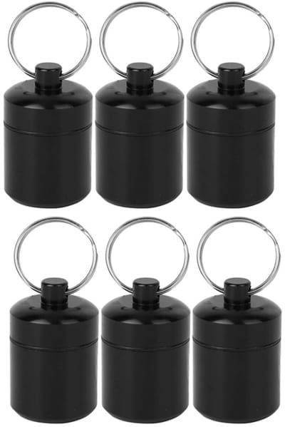 6-delige pillendoos sleutelhanger - Set van 6 - Waterdicht - Aluminium medicijnflessen - Sleutelhanger - Geschikt voor medicijnen, vitamines en supplementen